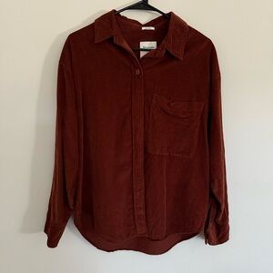 Abercrombie & Fitch Women's Oversized Corduroy Shirt Jacket in Rust Size Small